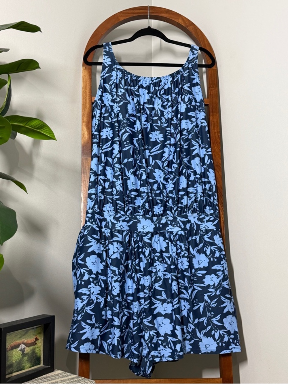 Bloomchic 22/24 Blue Floral Swimsuit Swim Romper NEW - Picture 2 of 12
